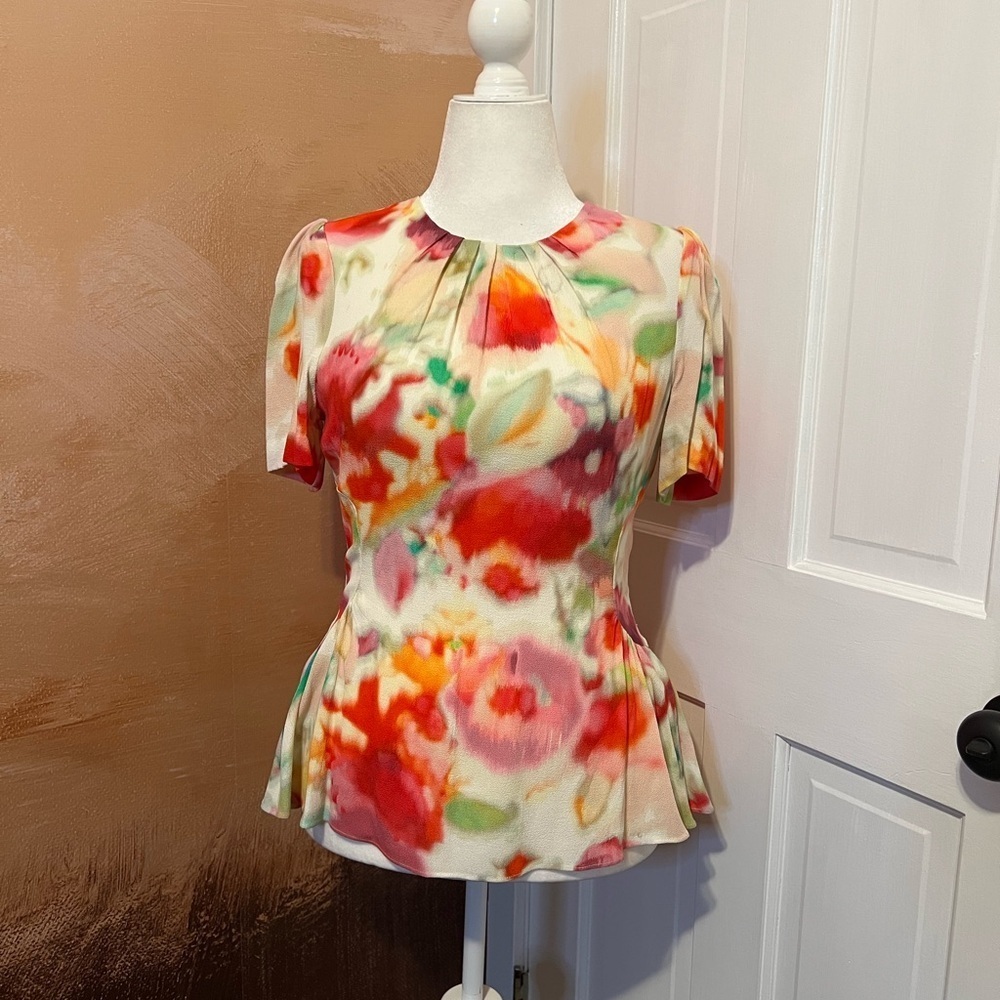 #160 KATE SPADE TULIP WATERCOLOR TIE DYE PELUM BLOUSE SIZE 8